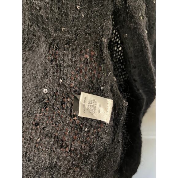 Express Y2K Sequin Black Cardigan Sweater Size M Wool Angora Blend - Picture 4 of 5